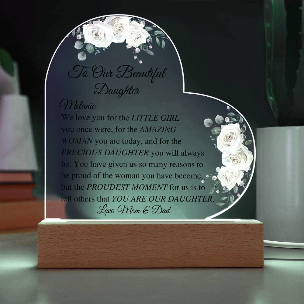 Daughter Acrylic Heart Plaque from Mom & Dad