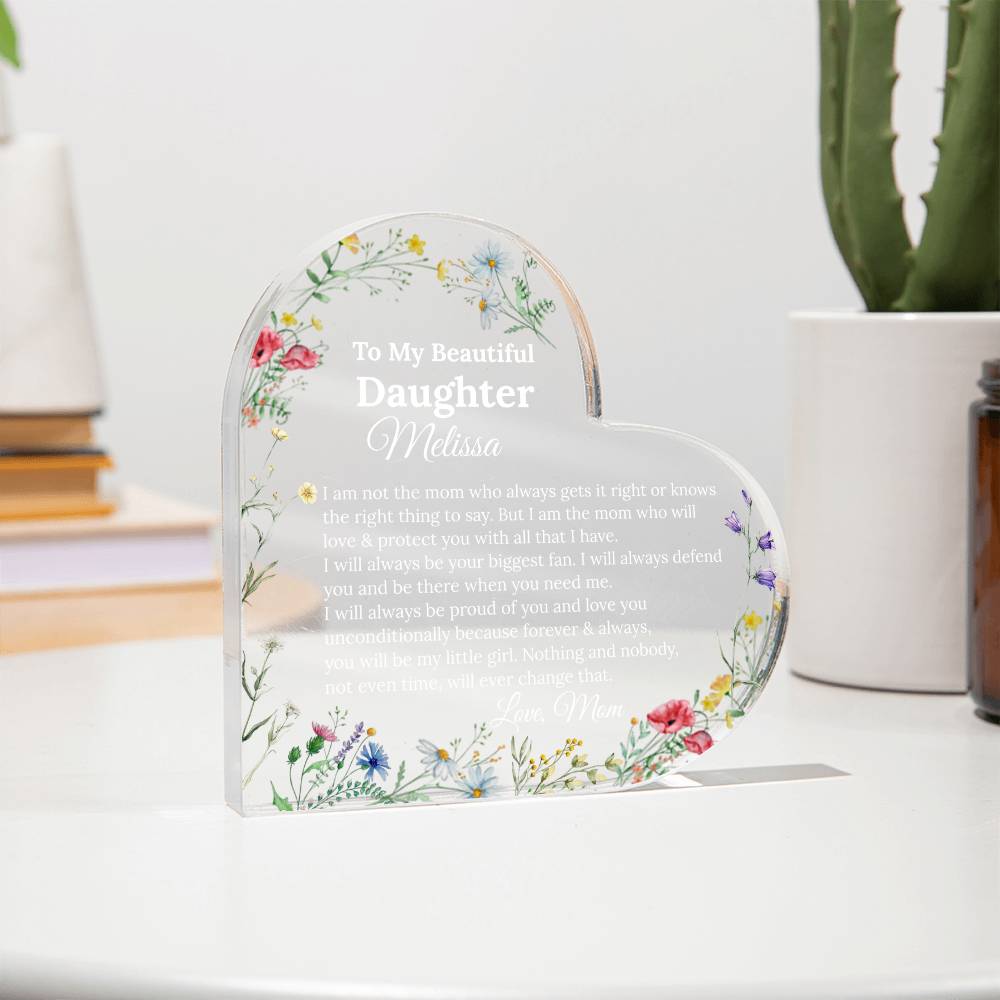 To My Daughter Heart Plaque Gift from mom