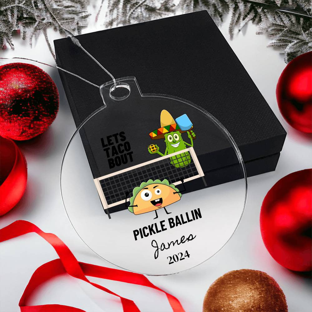 Funny PIckleball Acrylic Christmas Ornament-[Heartfelt Family Gift]