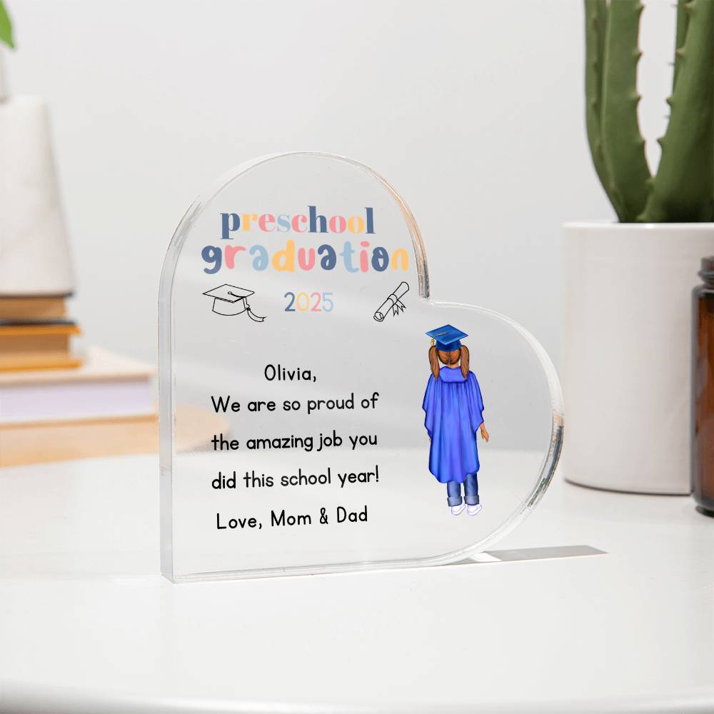 Personalized Preschool Graduation Heart Plaque Gift