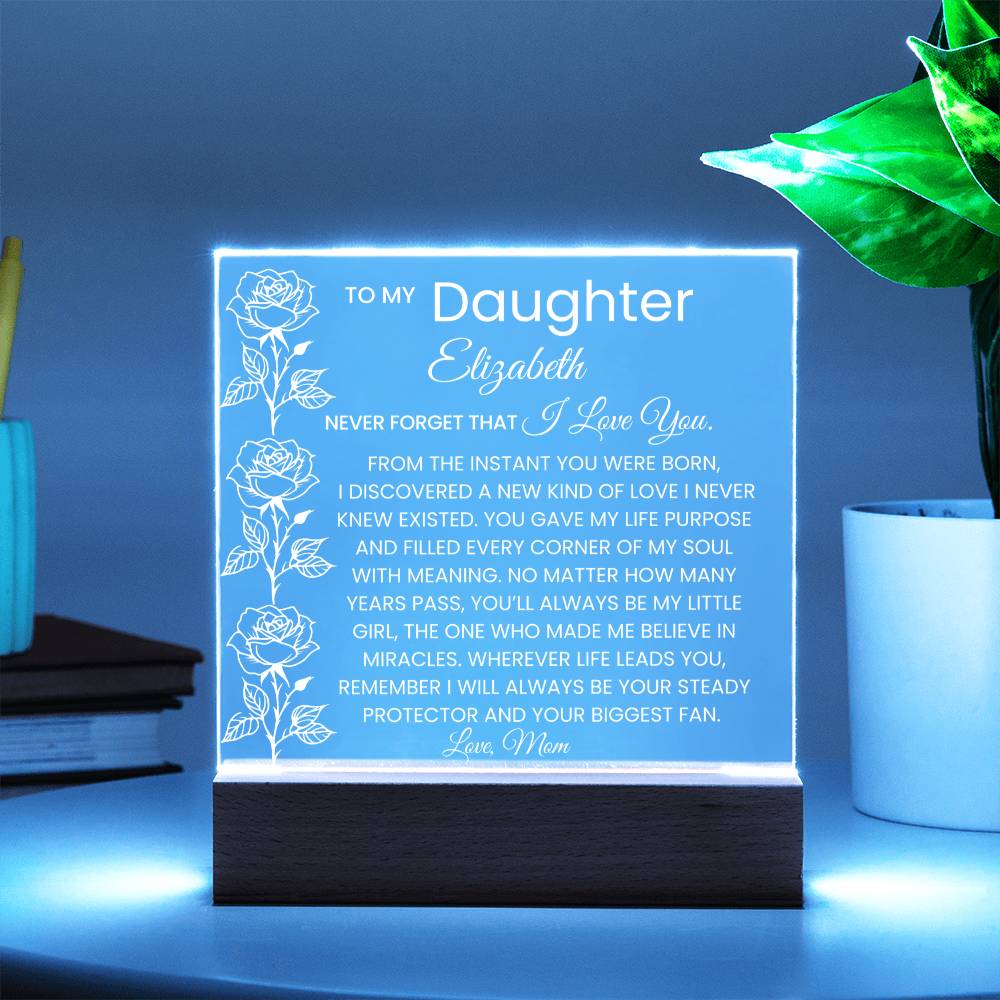 Daughter Roses Never Forget Rose Plaque Gift
