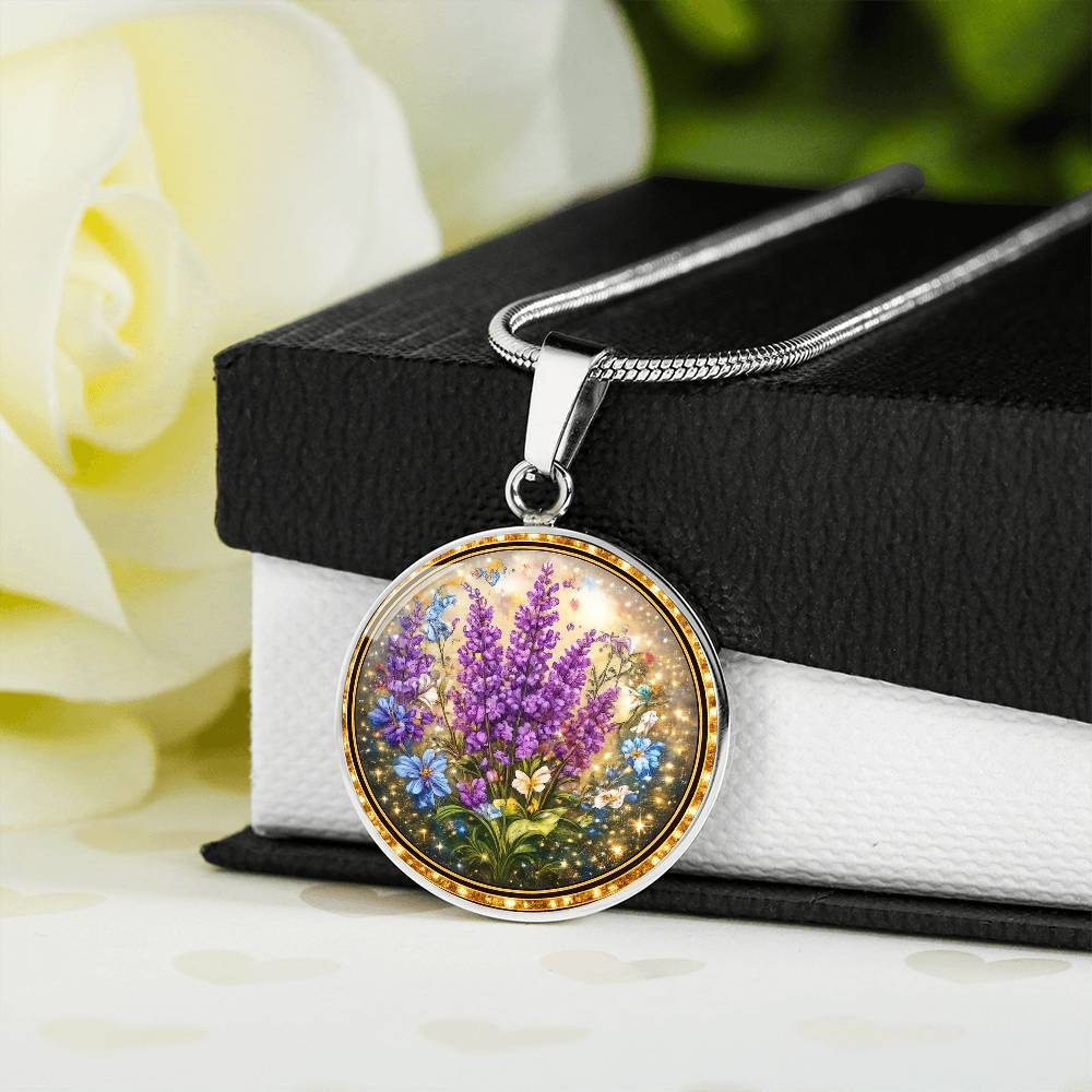 Lavender Flowers Personalized Engraved Necklace Bracelet or Keychain