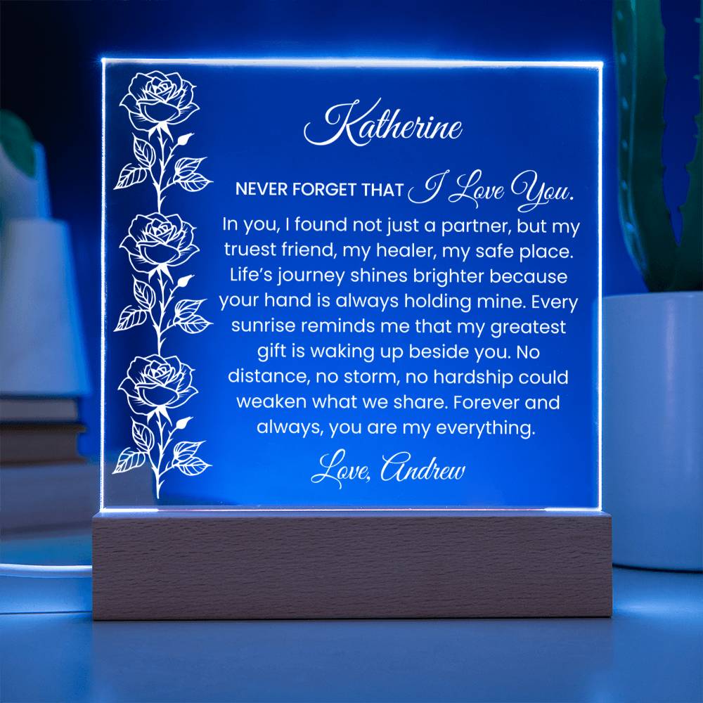 Personalized Wife Rose Plaque Gift