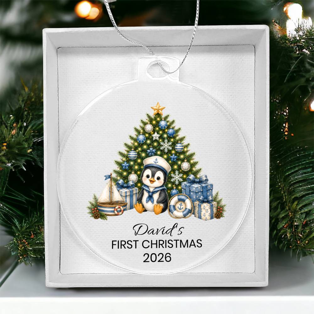 Sailor Penguin  Kids 1st Christmas Ornament
