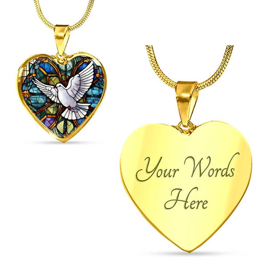 Dove Heart Necklace with Engraving-[Heartfelt Family Gift]
