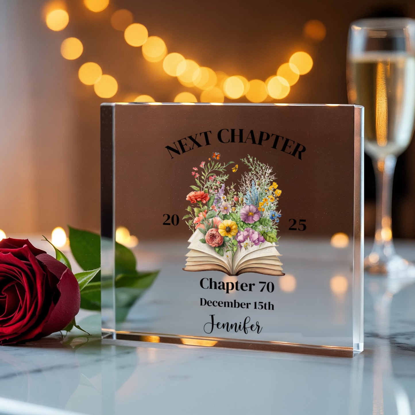 The Next Chapter Birthday Acrylic Glass Plaque