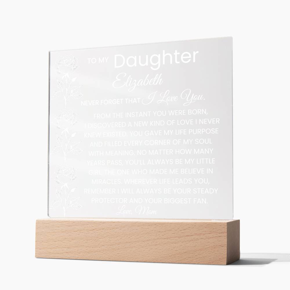 Daughter Roses Never Forget Rose Plaque Gift