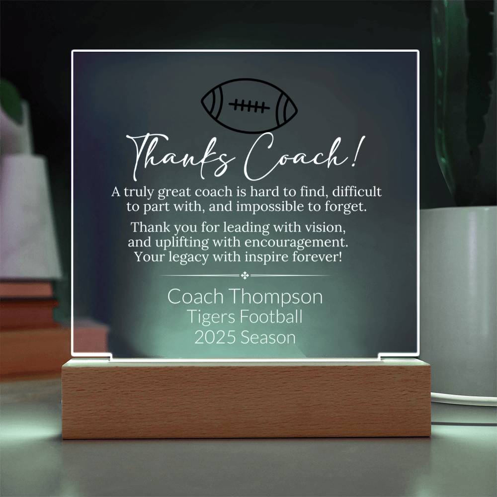 Football Coach Acrylic Square Plaque