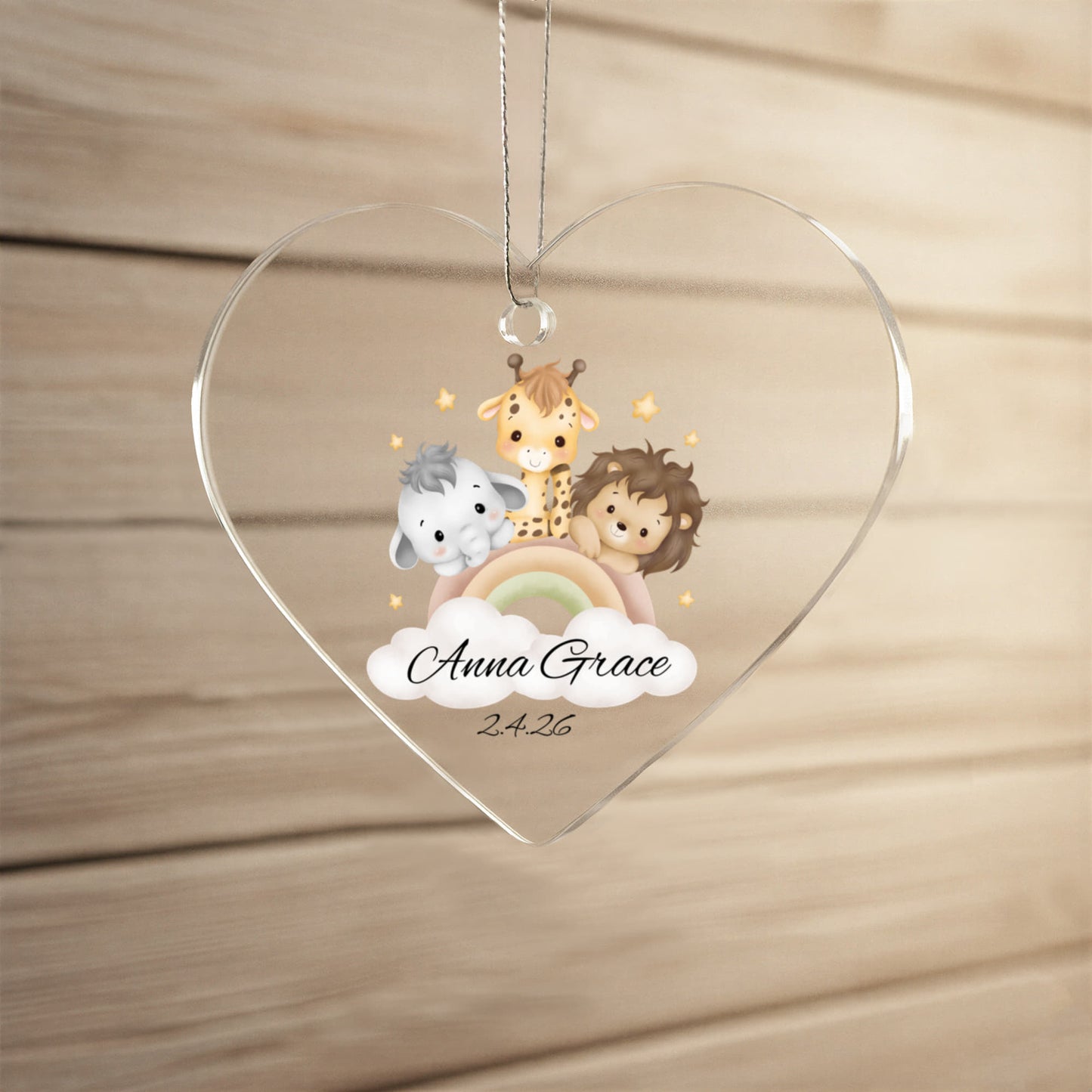 Baby Safari Animal Heart Ornament