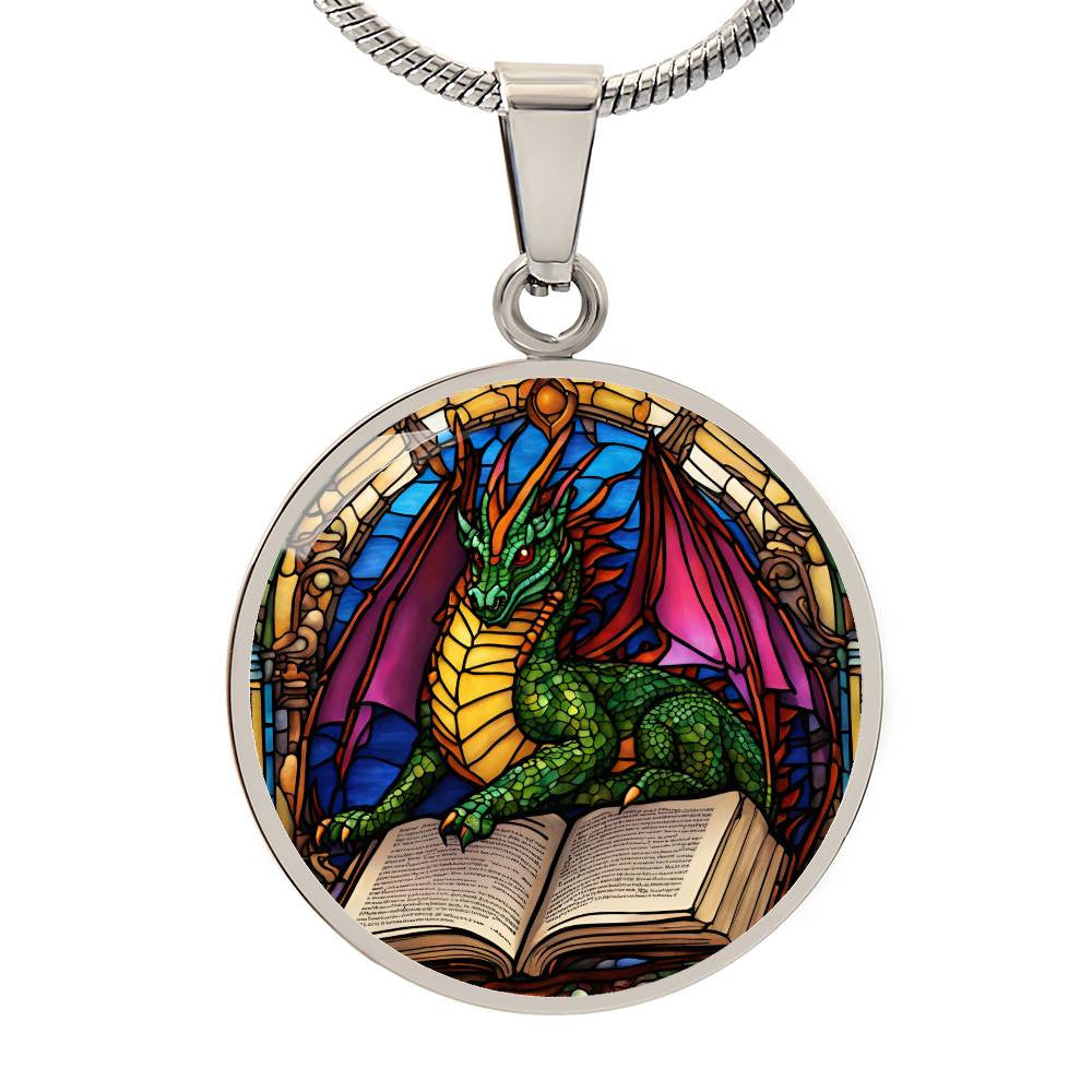 Dragon Round Pendant Necklace in Gold or silver-[Heartfelt Family Gift]