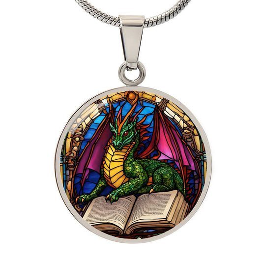 Dragon Round Pendant Necklace in Gold or silver-[Heartfelt Family Gift]