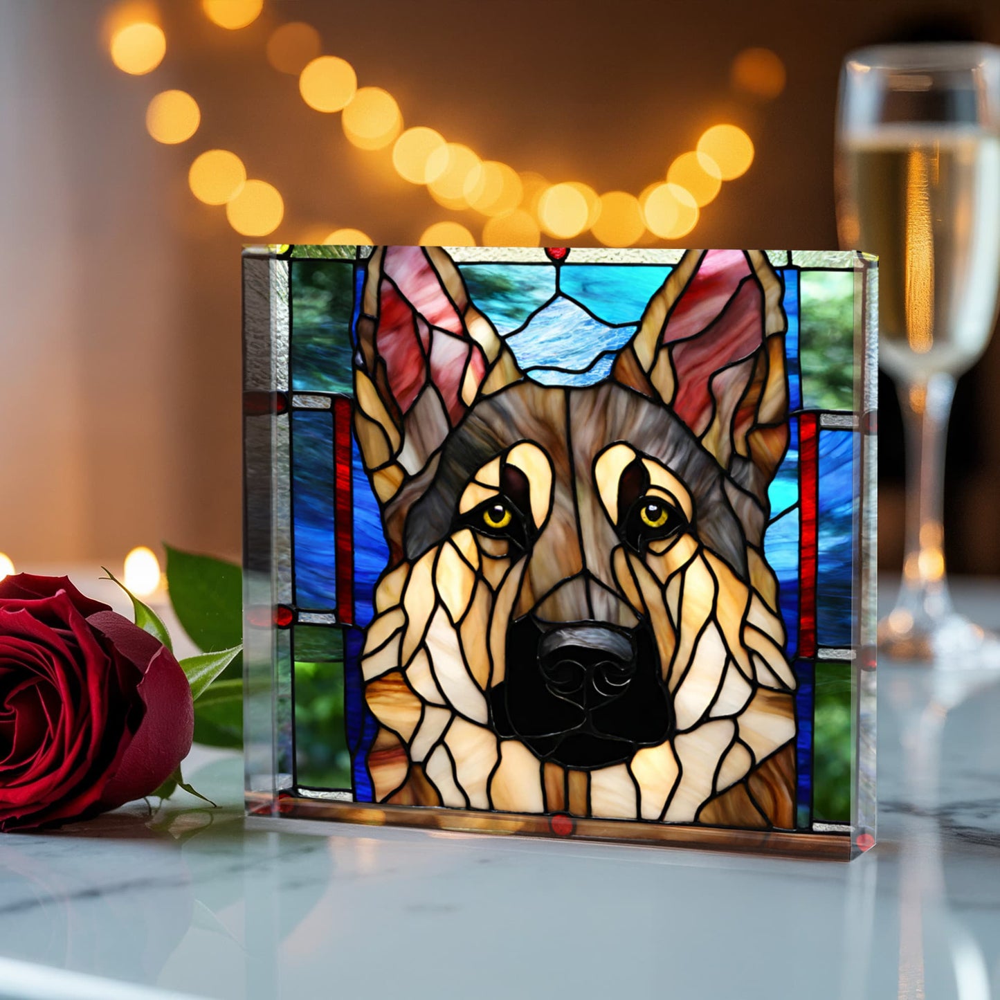 German Shepheard Stained Glass Style Acrylic Decor