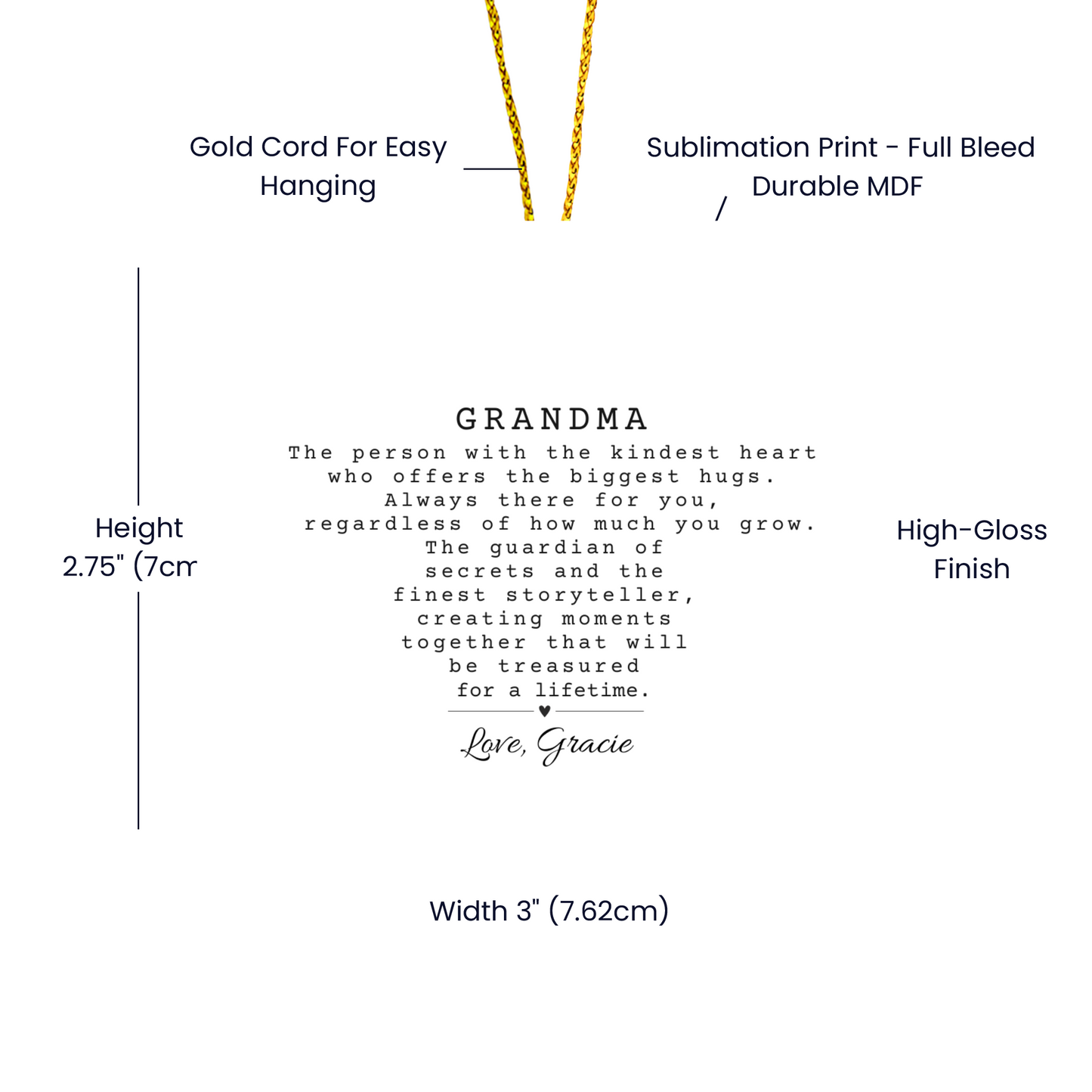Grandma Heart Christmas Ornament-[Heartfelt Family Gift]
