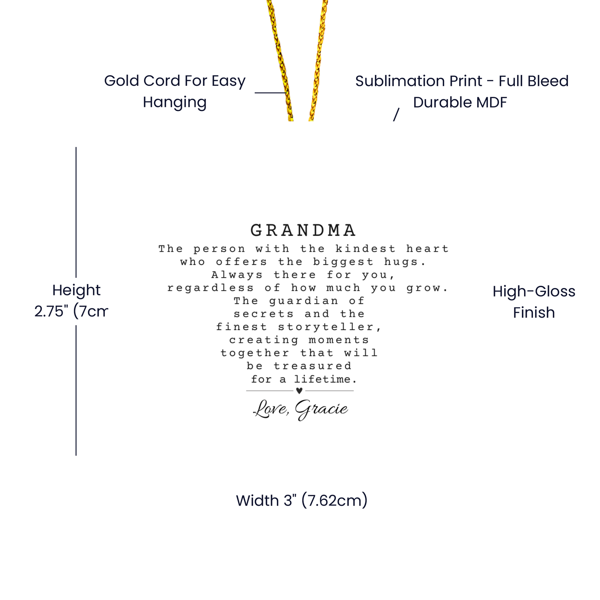 Grandma Heart Christmas Ornament-[Heartfelt Family Gift]