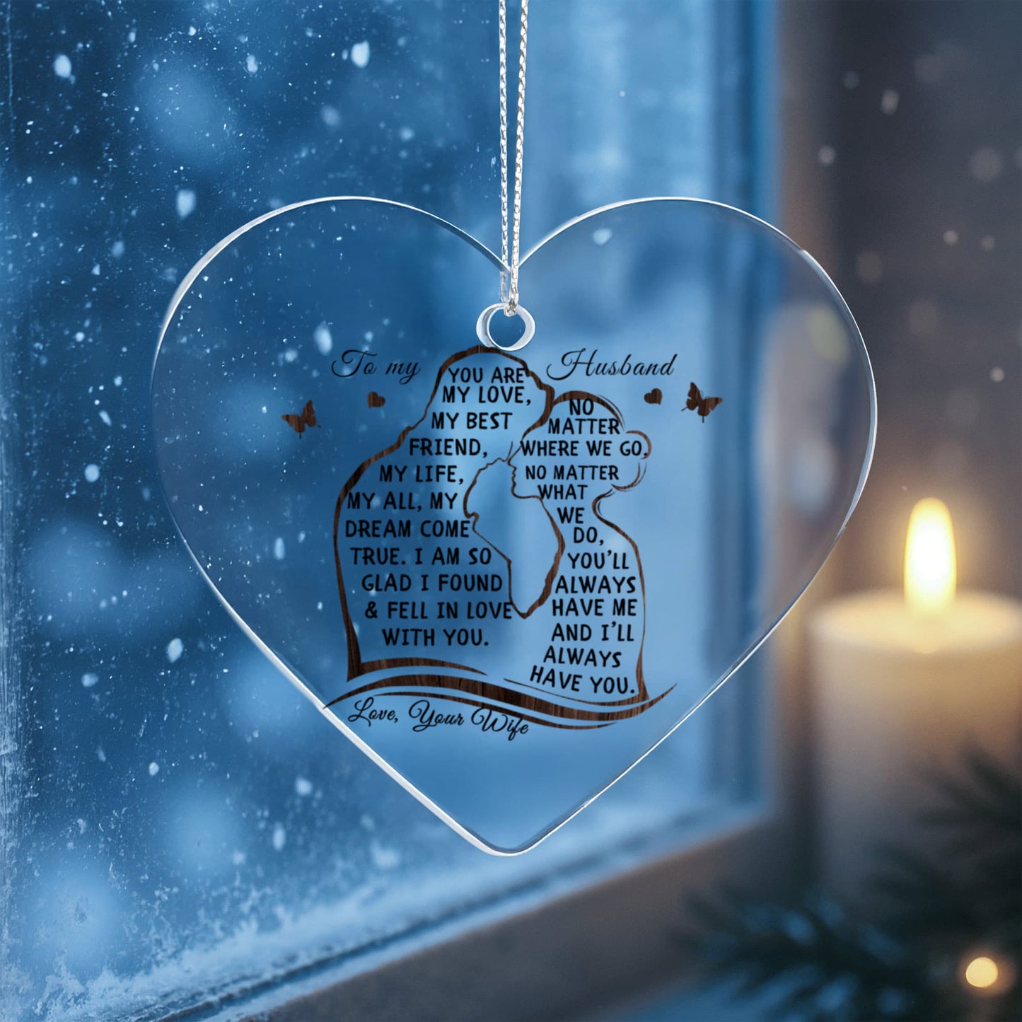 To My Husband Acrylic Heart Ornament