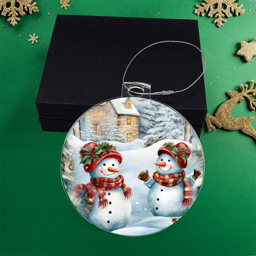 Snowmen Acrylic Christmas Ornament-[Heartfelt Family Gift]