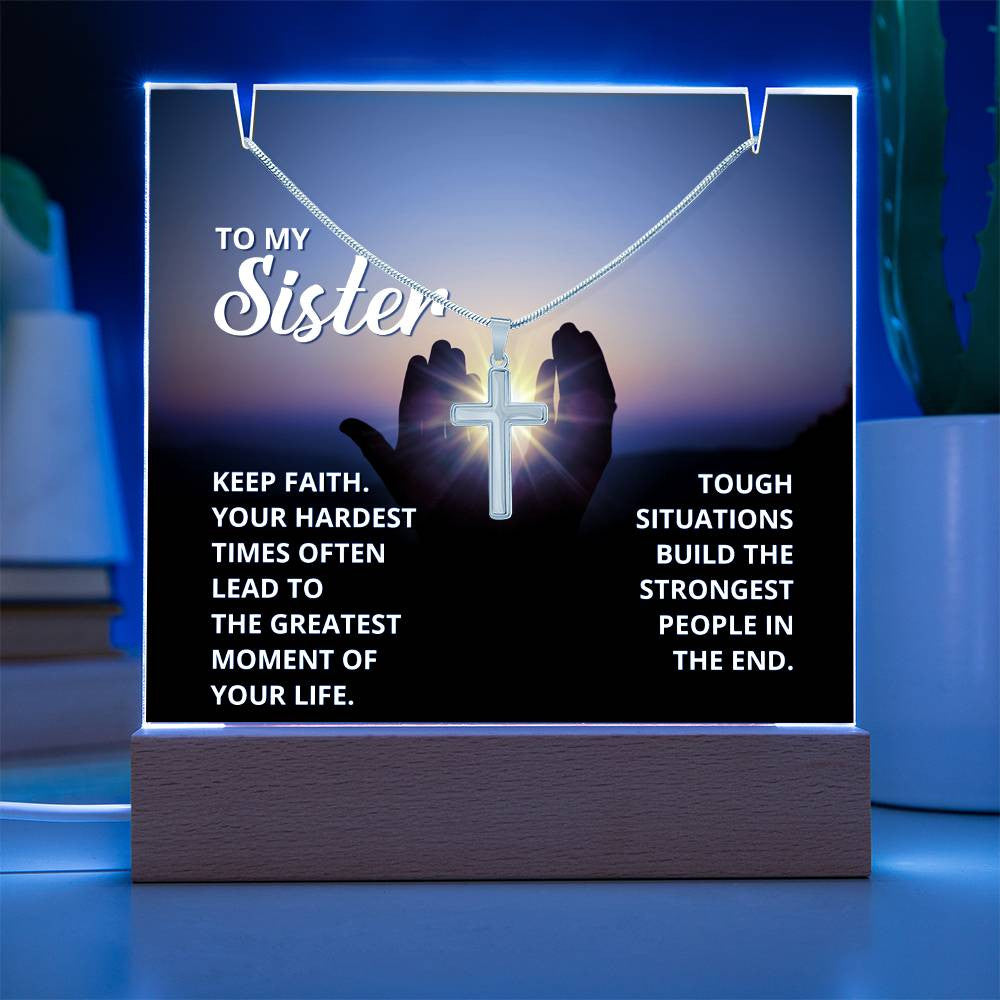 Faith in Hard Times Religious Plaque & Cross Gift Set-[Heartfelt Family Gift]