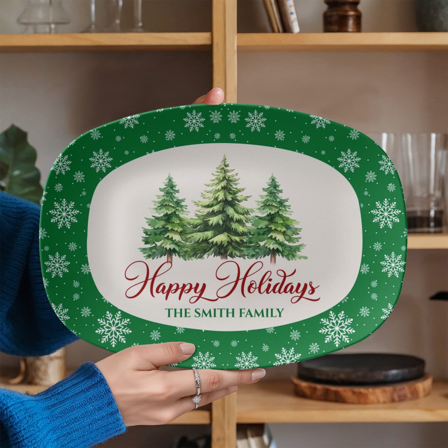 Personalized Family name Holiday Serving Tray 10”x14” Platter