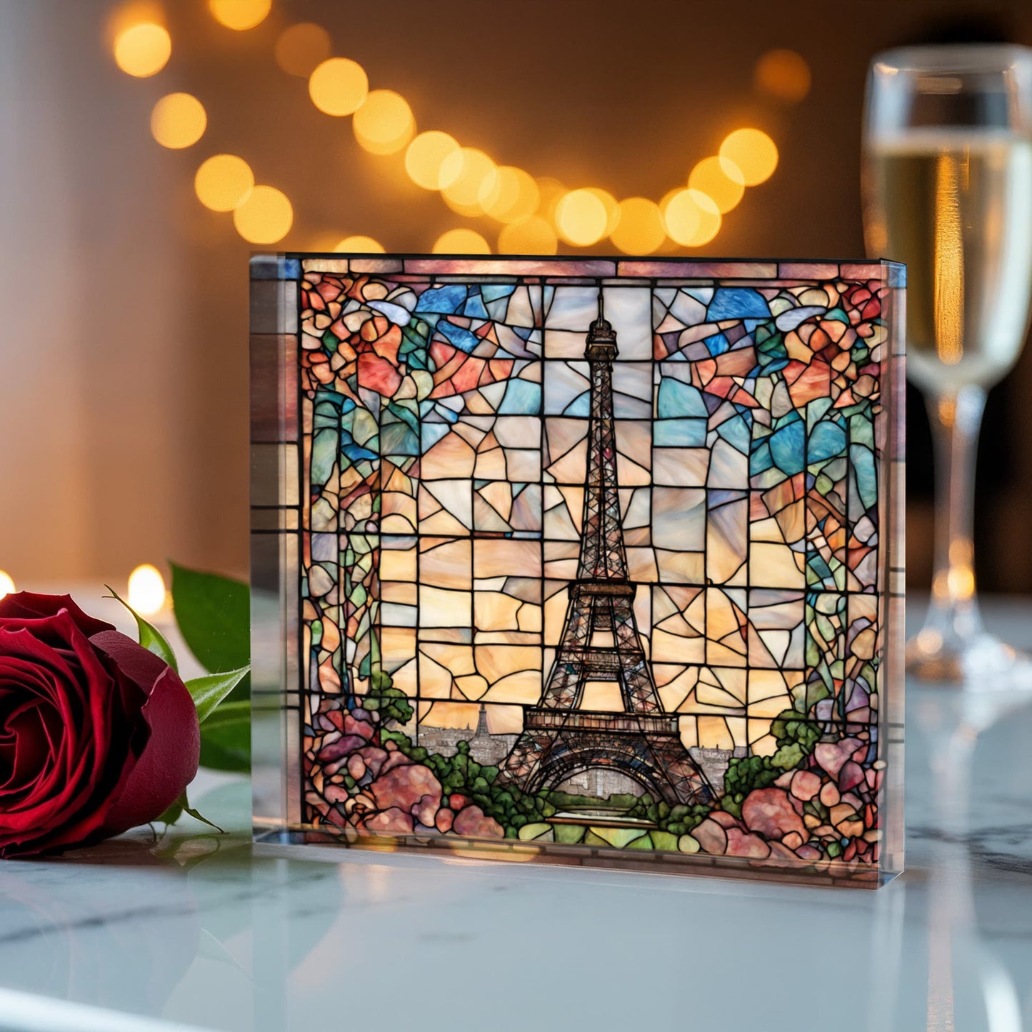 Paris Eiffel Tower Stained Glass Acrylic Decor