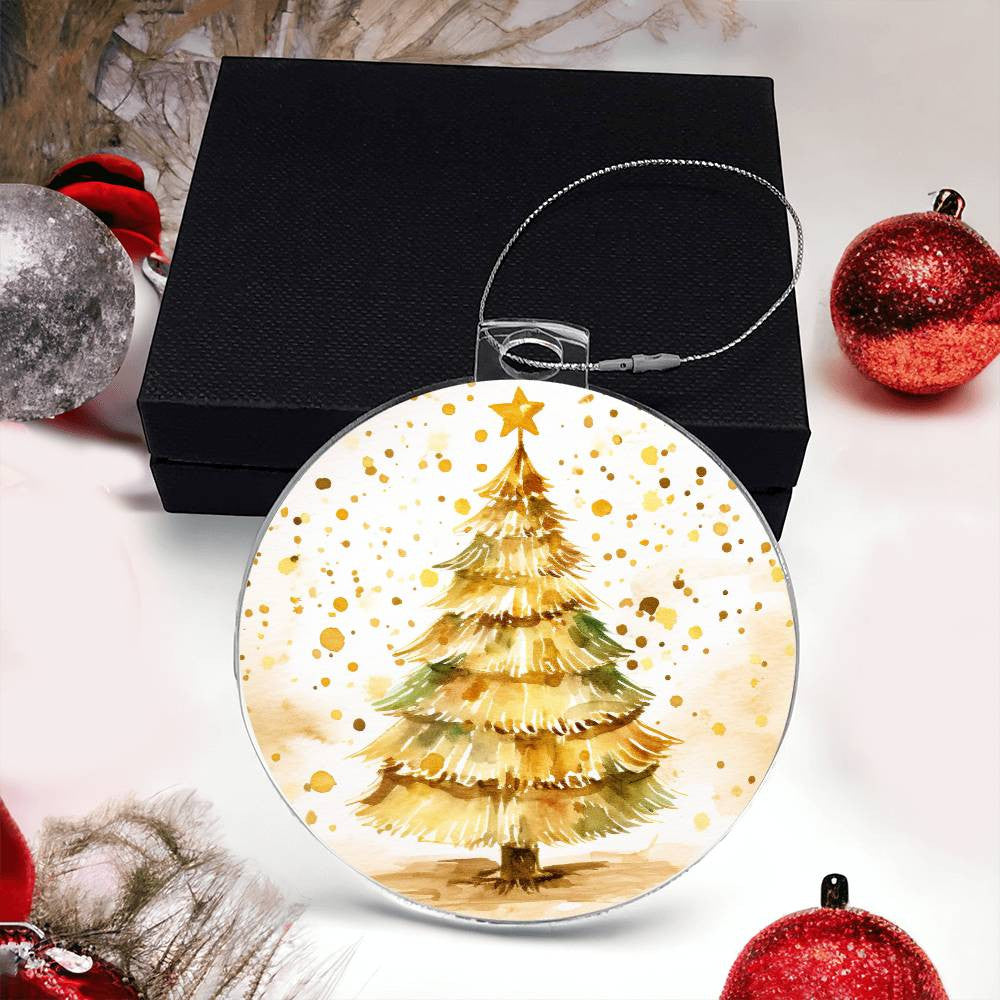 Christmas Tree Gold Acrylic Christmas Ornament-[Heartfelt Family Gift]