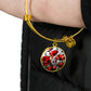 Red Poppy Flower Necklace or Bangle Bracelet with Optional Engraving-[Heartfelt Family Gift]