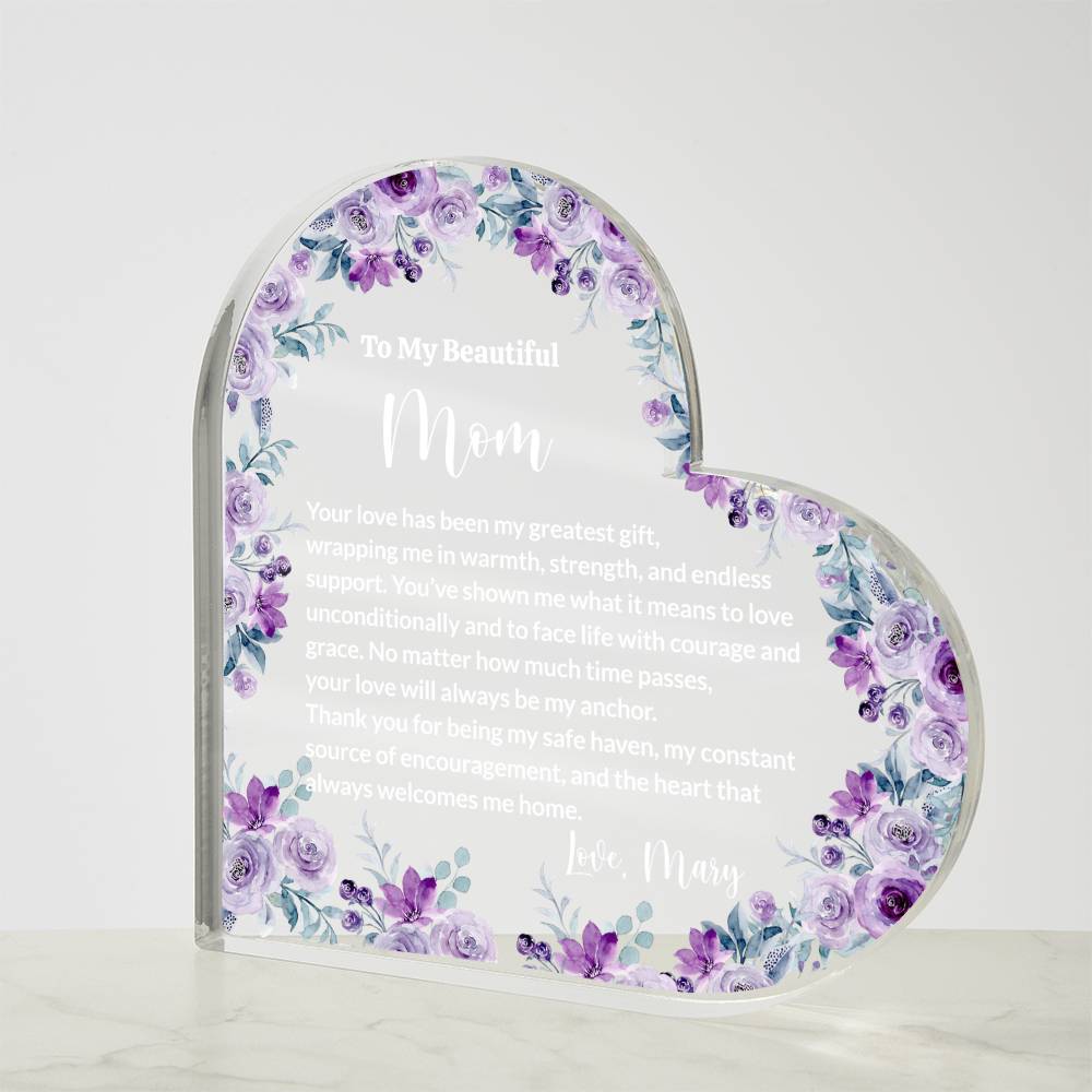 Mom Acrylic Heart Block