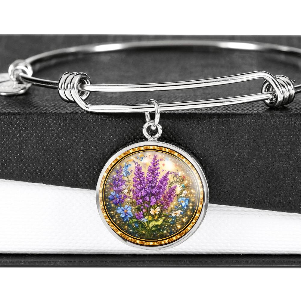 Lavender Flowers Personalized Engraved Necklace Bracelet or Keychain