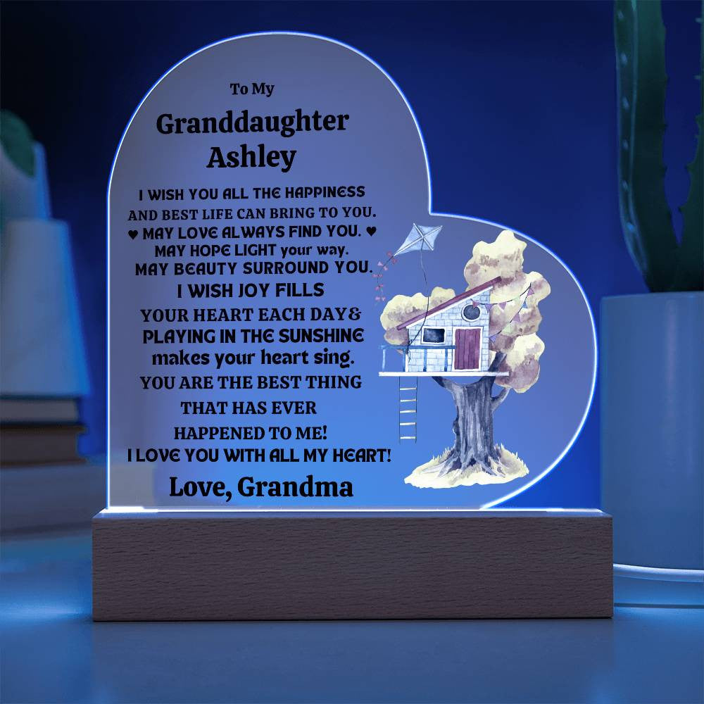 Granddaughter  Personalized LED  Heart Plaque-[Heartfelt Family Gift]