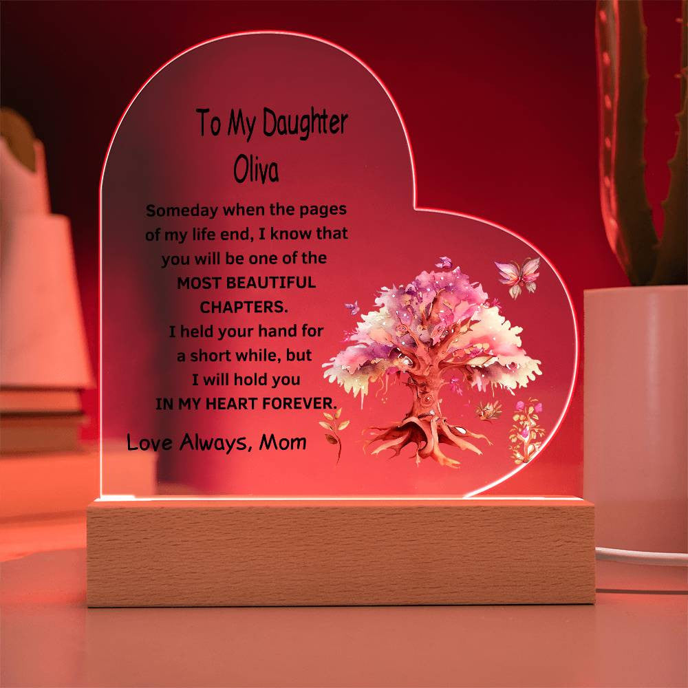 To My Daughter Personalized LED  Heart Plaque-[Heartfelt Family Gift]
