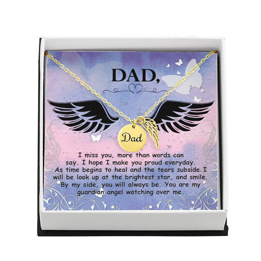 Dad Memorial Necklace Angel Wing Charm-[Heartfelt Family Gift]