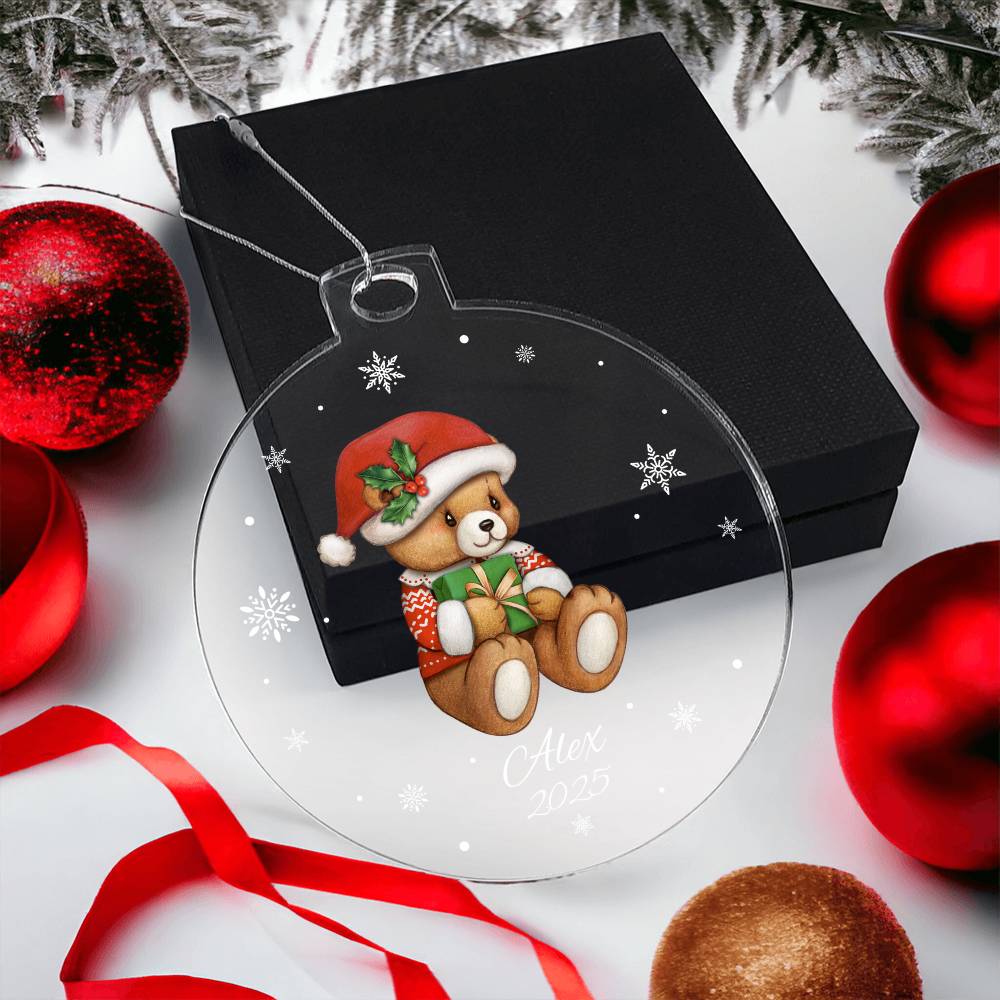 Teddy Bear Snowflake Christmas Ornament