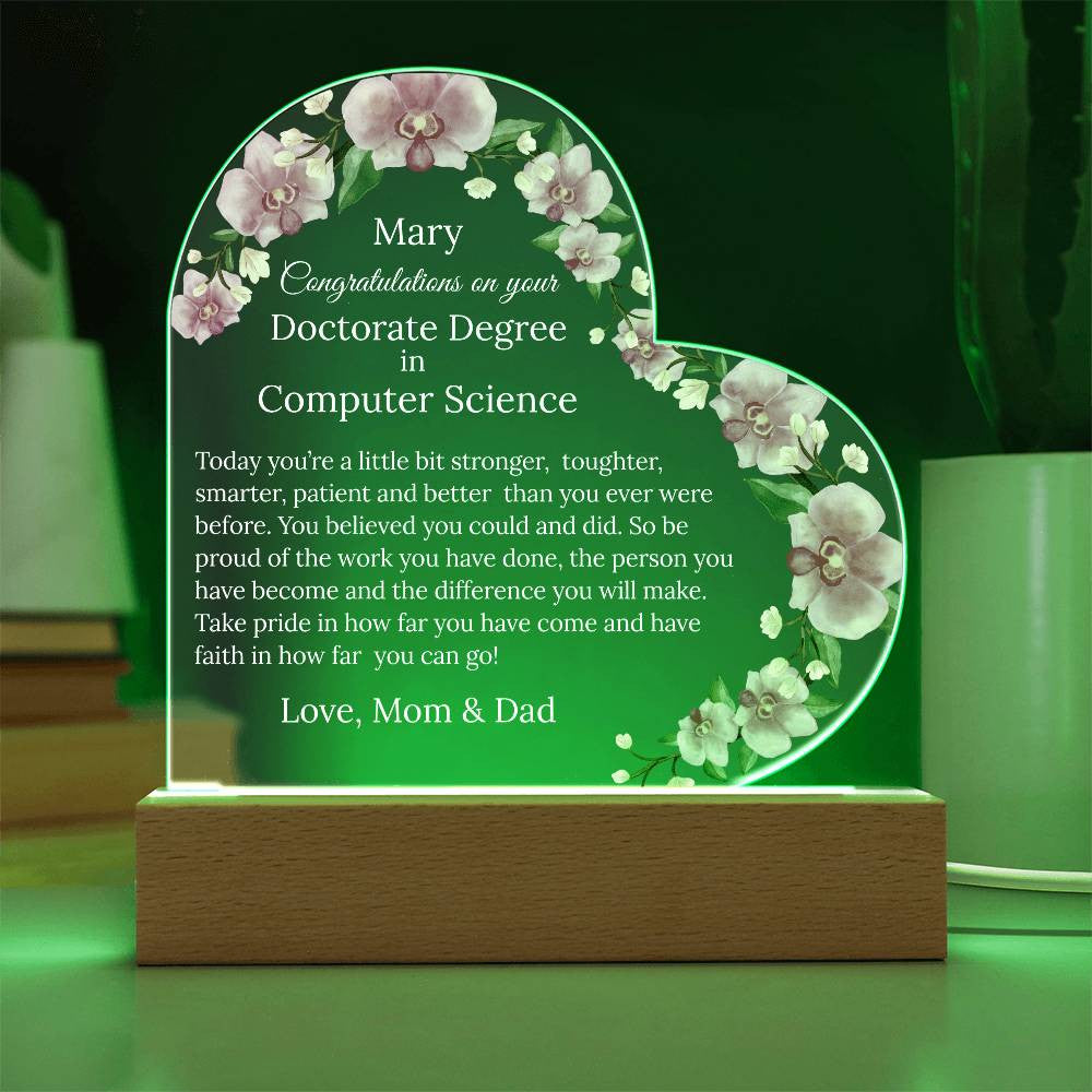 Personalized Doctorate Degree Graduation Plaque