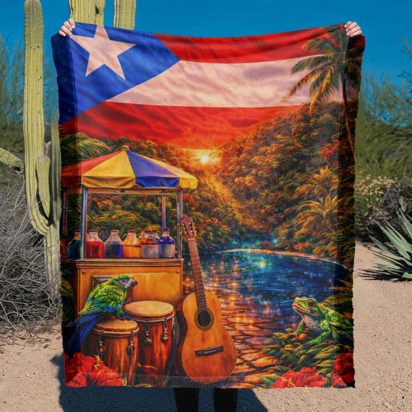 Puerto Rico Flag Blanket, Island Vibe Throw, Tropical Decor Gift, Vibrant Puerto Rican Keepsake, Gorgeous Vacation Memory
