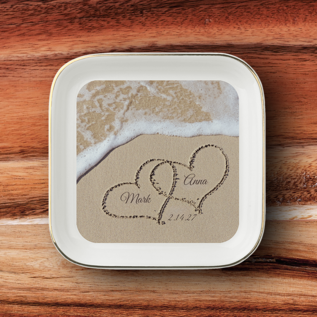 Beach Names in the Sand Couple Jewelry Dish
