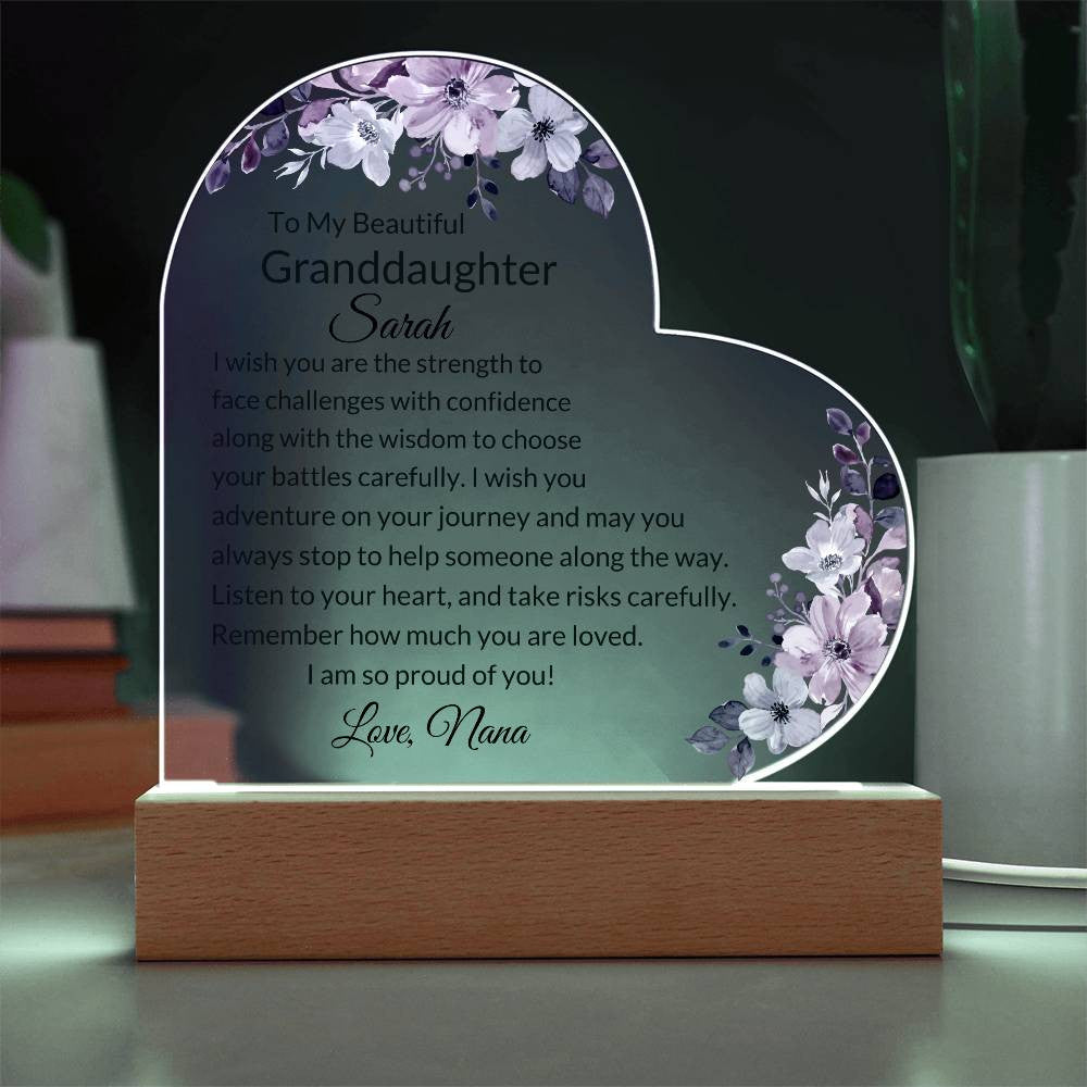 Granddaughter Personalized LED  Heart Plaque-[Heartfelt Family Gift]