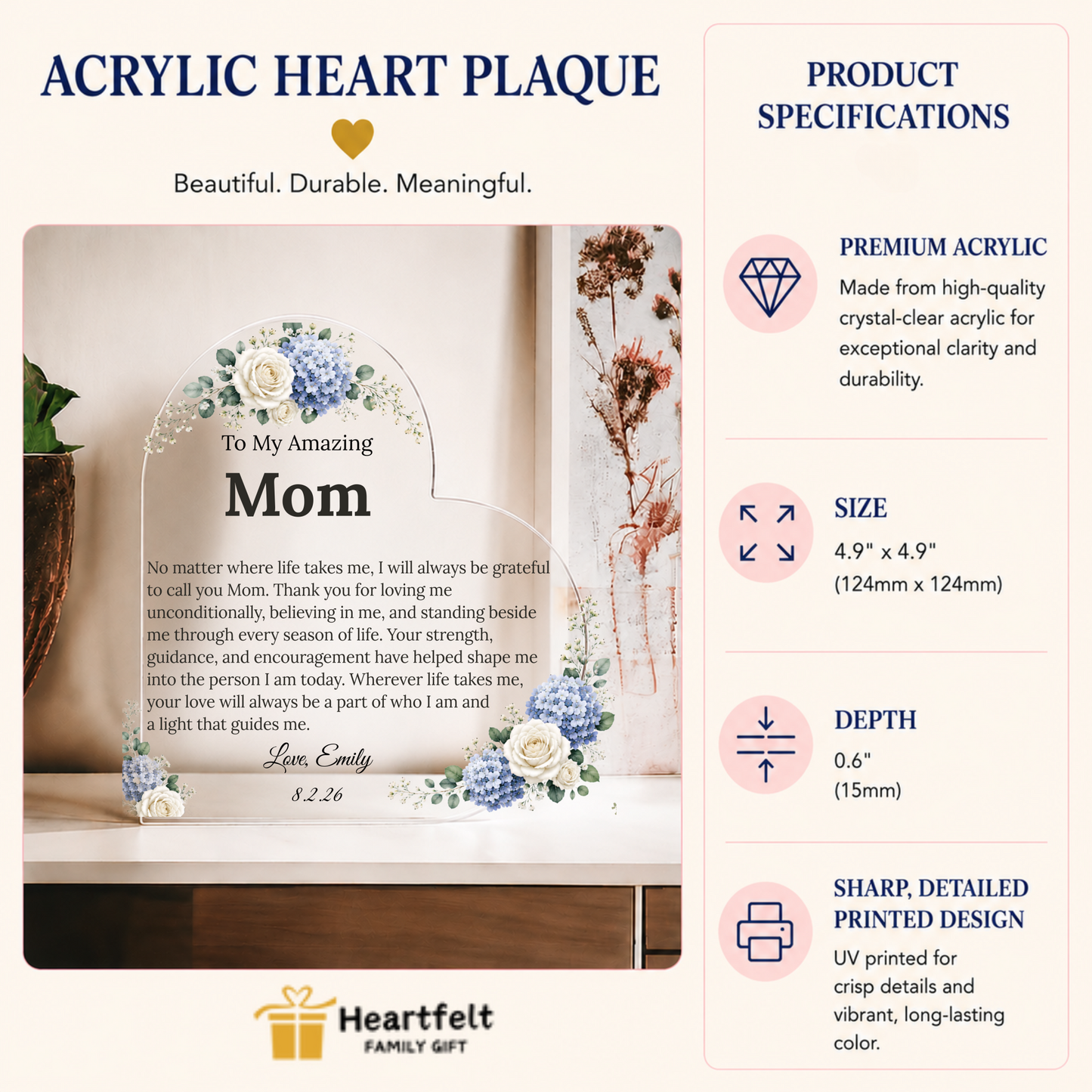 Copy Mom Heart Plaque From Daughter or Son