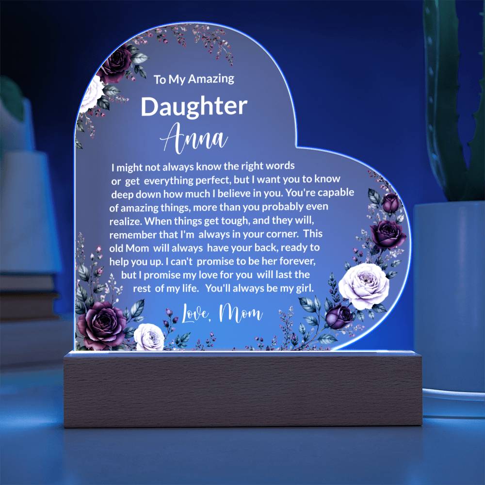 Daughter LED Acrylic Heart Plaque Gift
