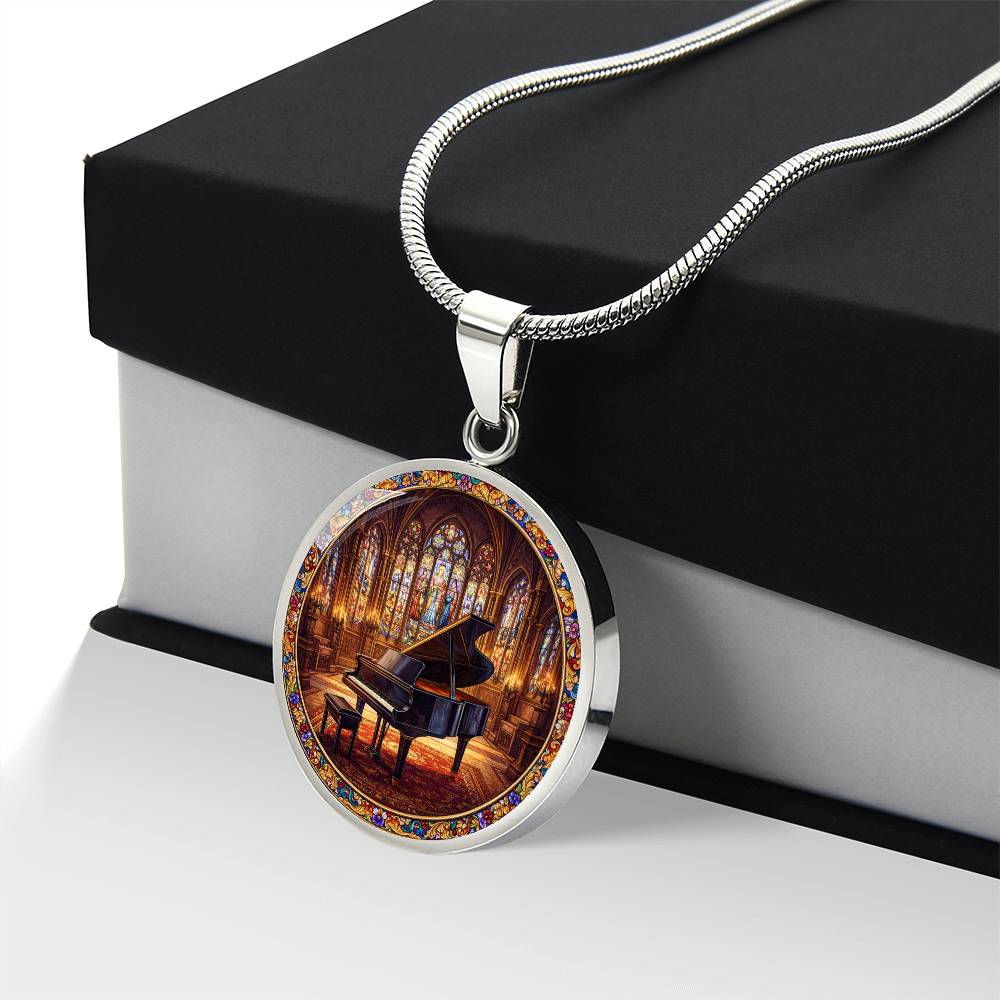 Grand Piano Necklace Pendant, Stained Glass Inspired Jewelry, Music Lover Gift, Elegant Piano Keychain, Unique Bracelet Charm, Gift for Pianists