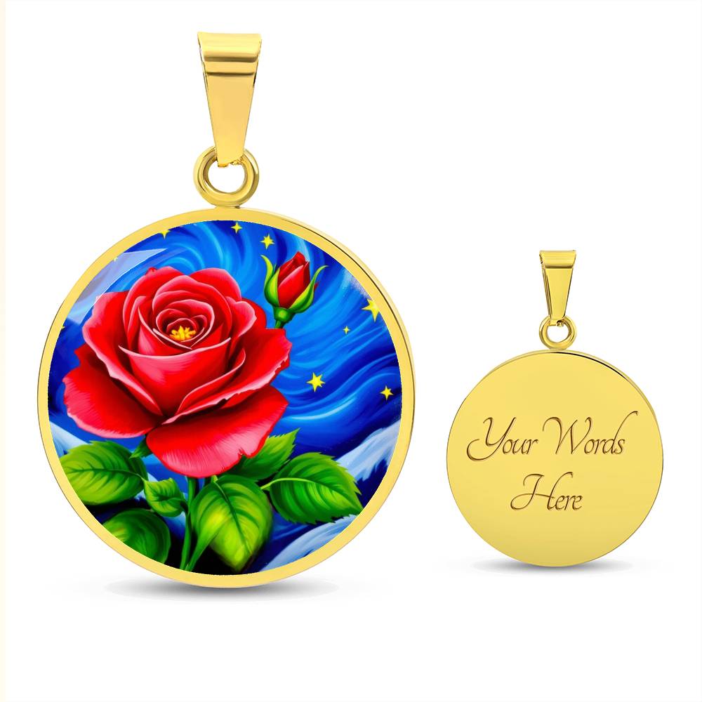 Rose Starry Sky Engraved Pendant Necklace