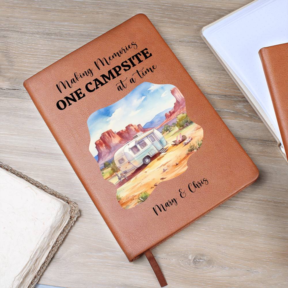 Personalized Camping Journal, Vegan Leather Journal, Custom Adventure Diary, Gift for Campers, Unique Travel Notebook, Outdoor Writing Log