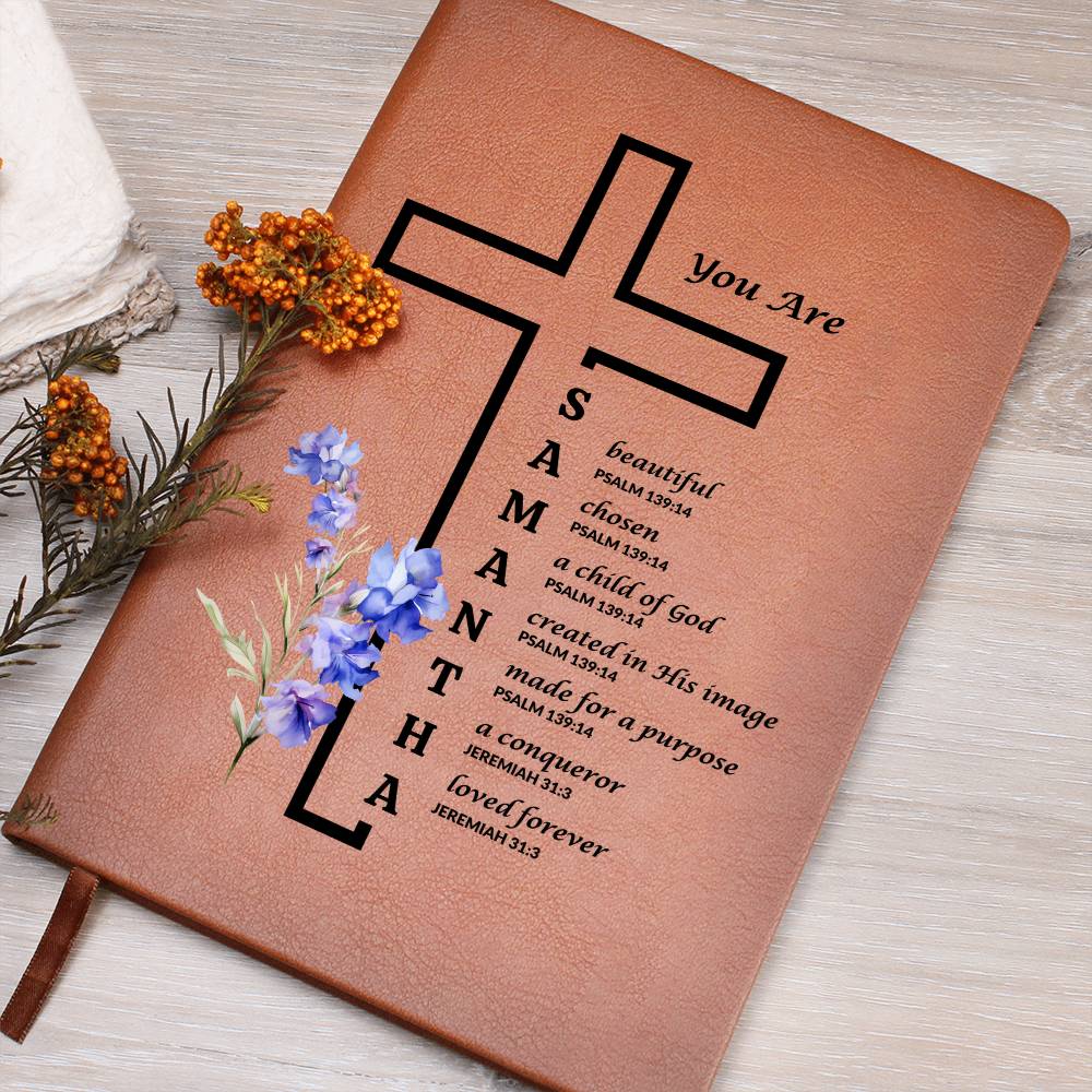Vegan Leather Journal with Personalized Birth Flowe