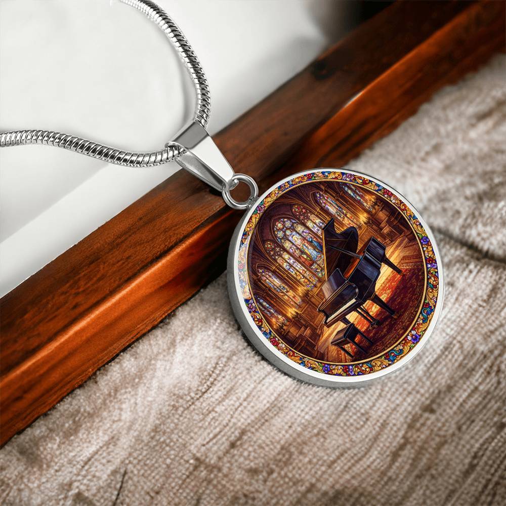 Grand Piano Necklace Pendant, Stained Glass Inspired Jewelry, Music Lover Gift, Elegant Piano Keychain, Unique Bracelet Charm, Gift for Pianists