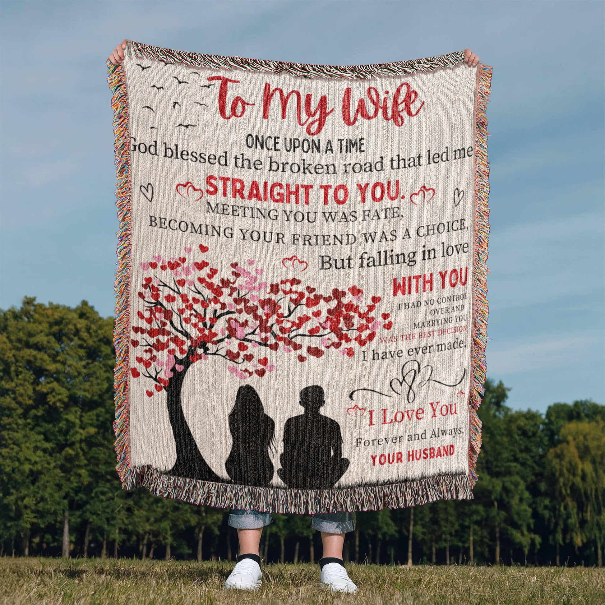 To My Wife Woven Blanket Gift from Husband-[Heartfelt Family Gift]