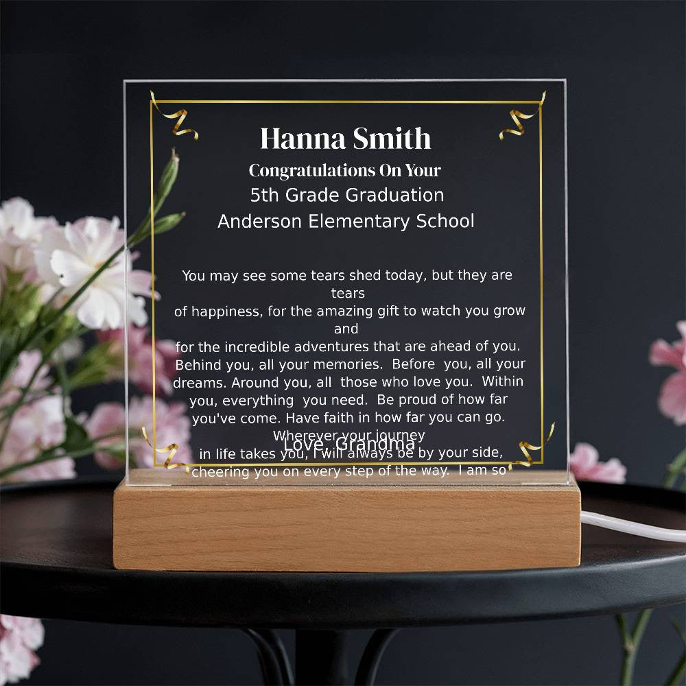Personalized 5th 6th 8th Grade Graduation Plaque