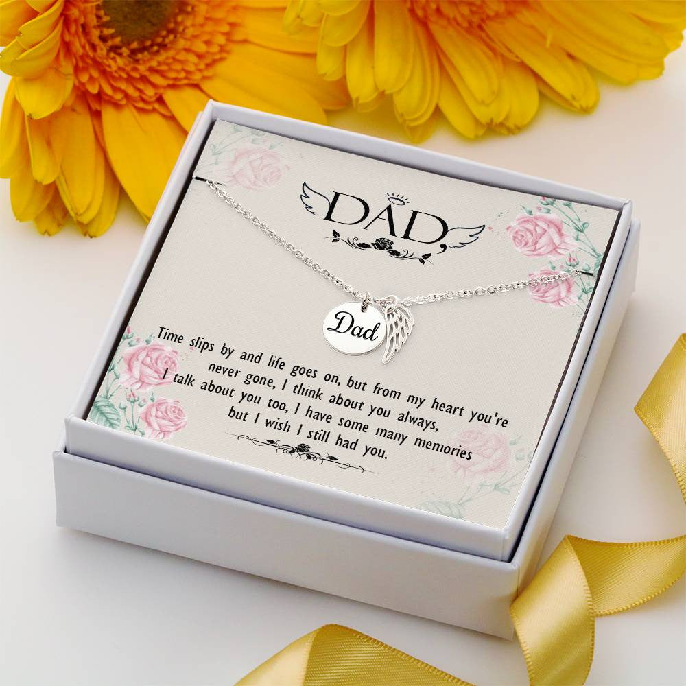 Dad Memorial Necklace Angel Wing Charm-[Heartfelt Family Gift]