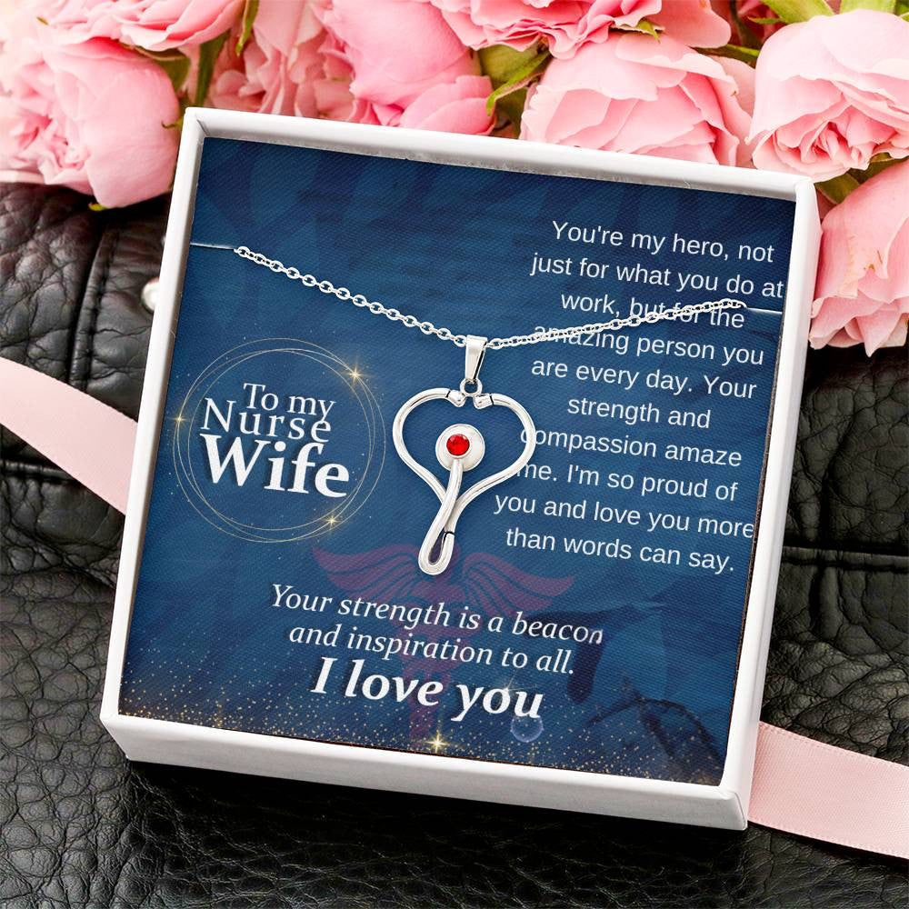 Nurse Wife Stethoscope Necklace - Thoughtful Gift for Her-[Heartfelt Family Gift]