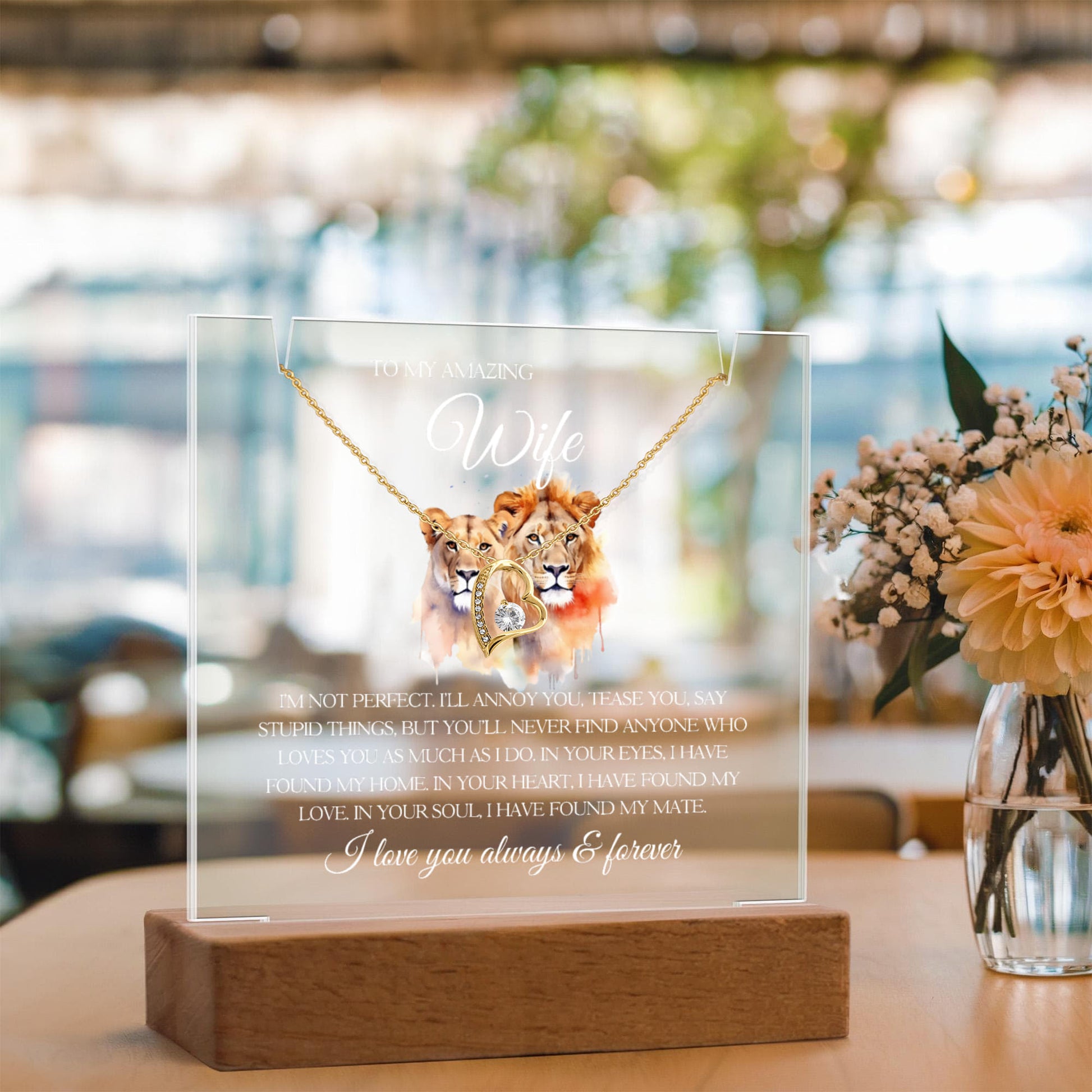 Wife Lighted Jewelry Holder with Necklace Gift Set-[Heartfelt Family Gift]