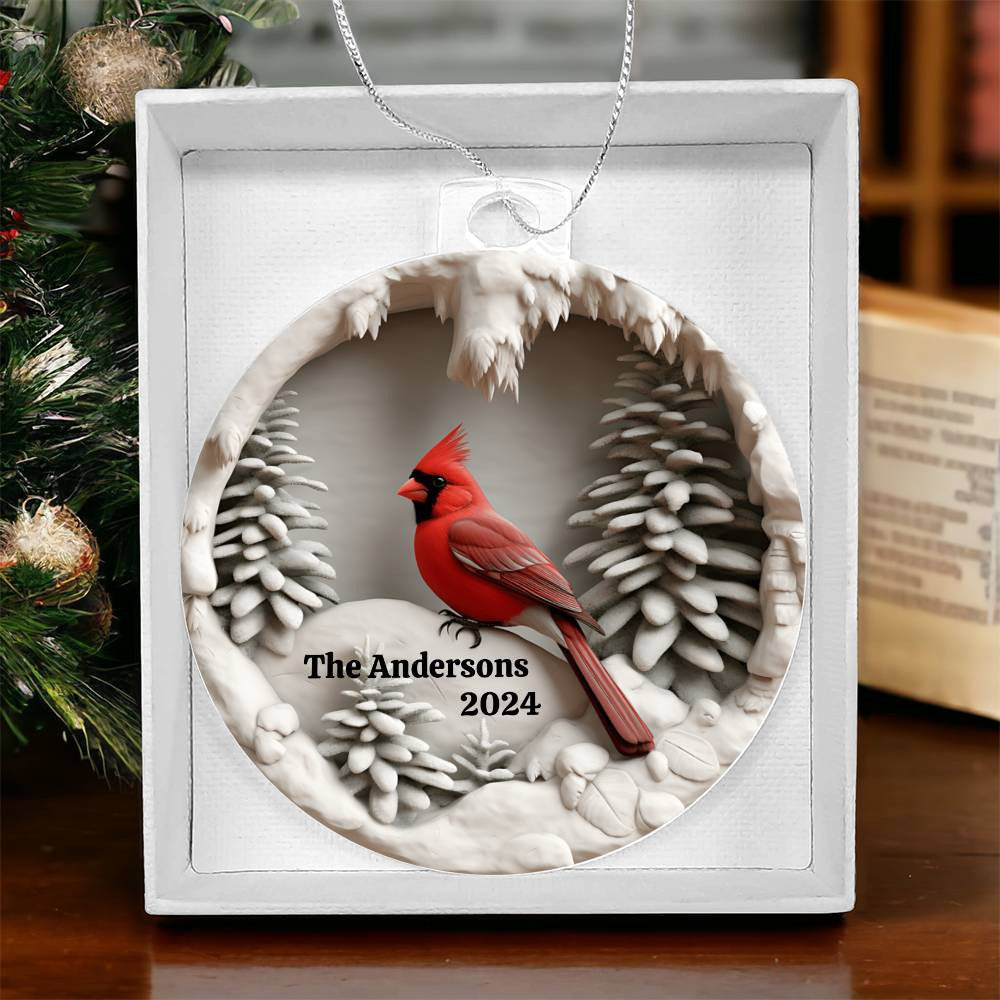 Cardinal Family Name Date Custom Christmas Ornament-[Heartfelt Family Gift]