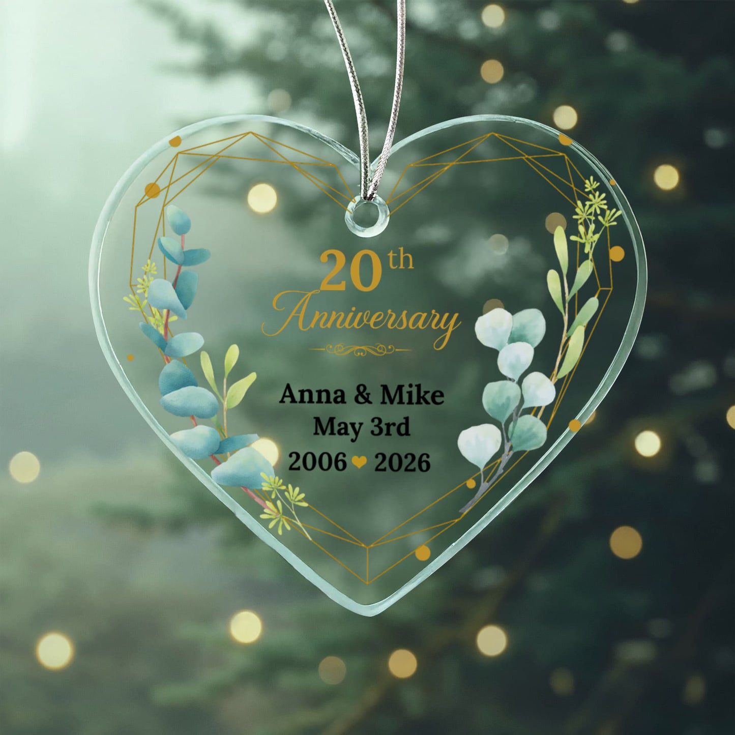 20th Wedding Anniversary Heart Ornament