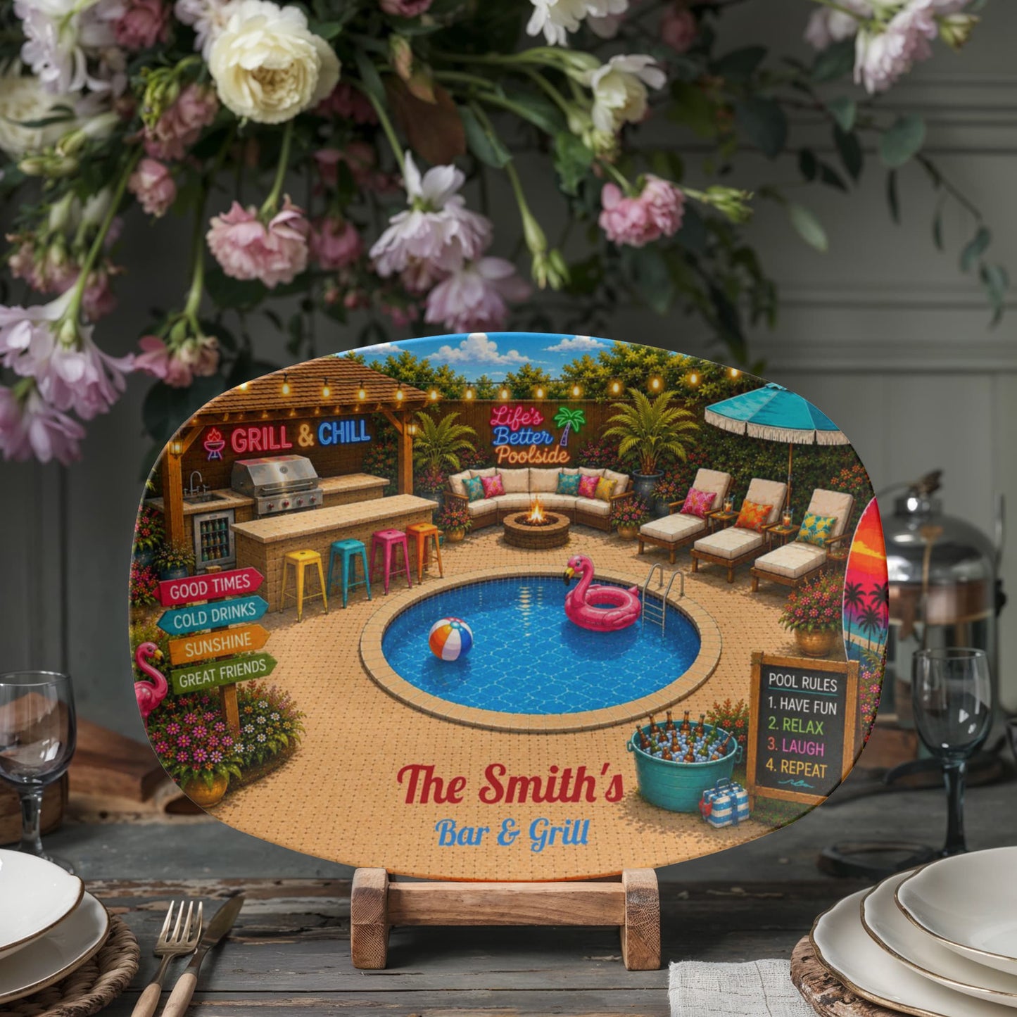 Personalized Backyard Pool & Patio Serving Tray
